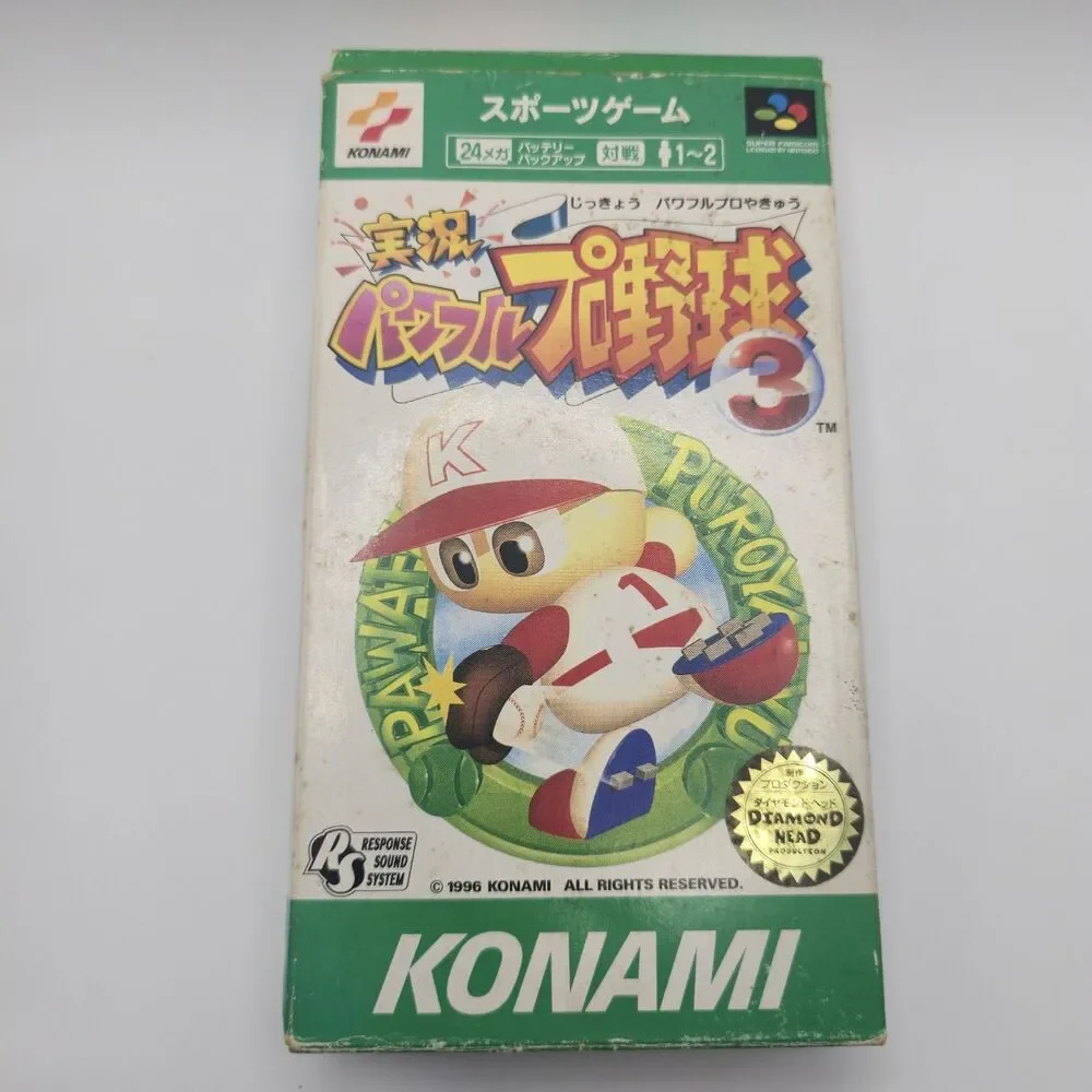 Jikkyou Powerful Pro Yakyuu 3 Super Famicom Japan import Box + Manual US Seller
